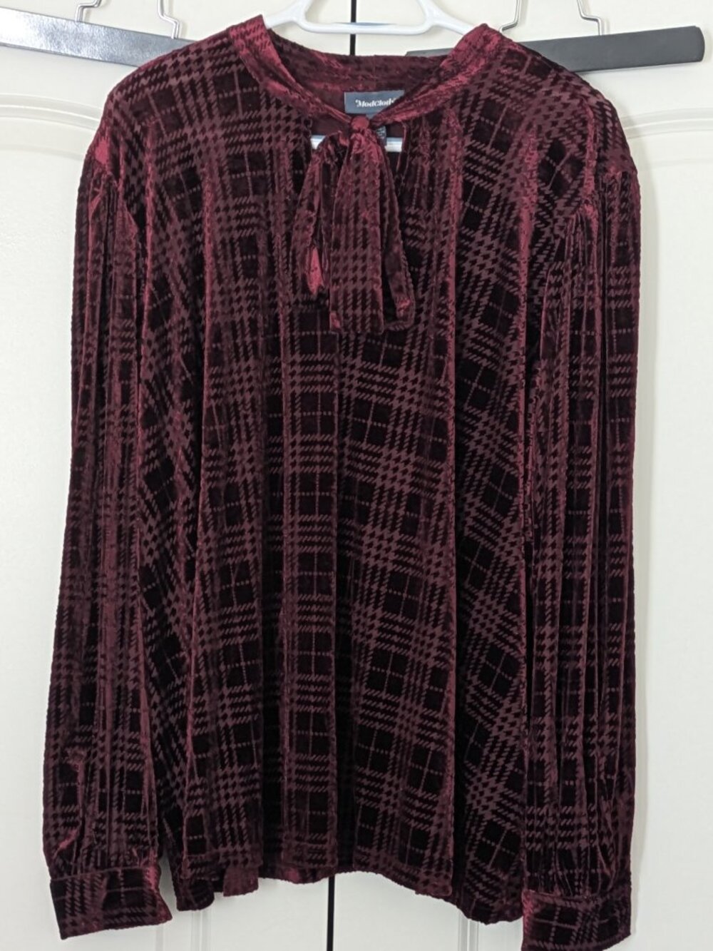 Maroon Bow-Neck Blouse from ModCloth, 4X
